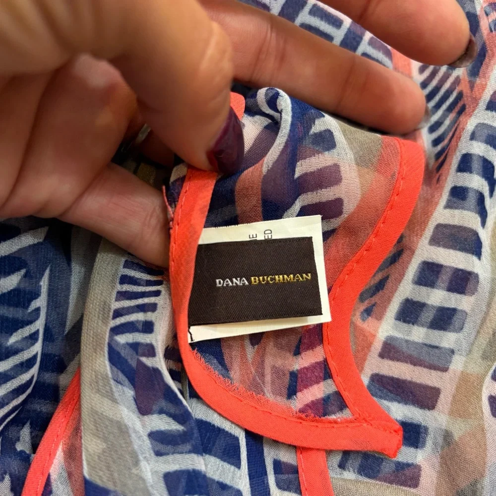 Ladies Dana Buchanan‎ Brand Sheer Blue, White and Orange Neck Scarf
